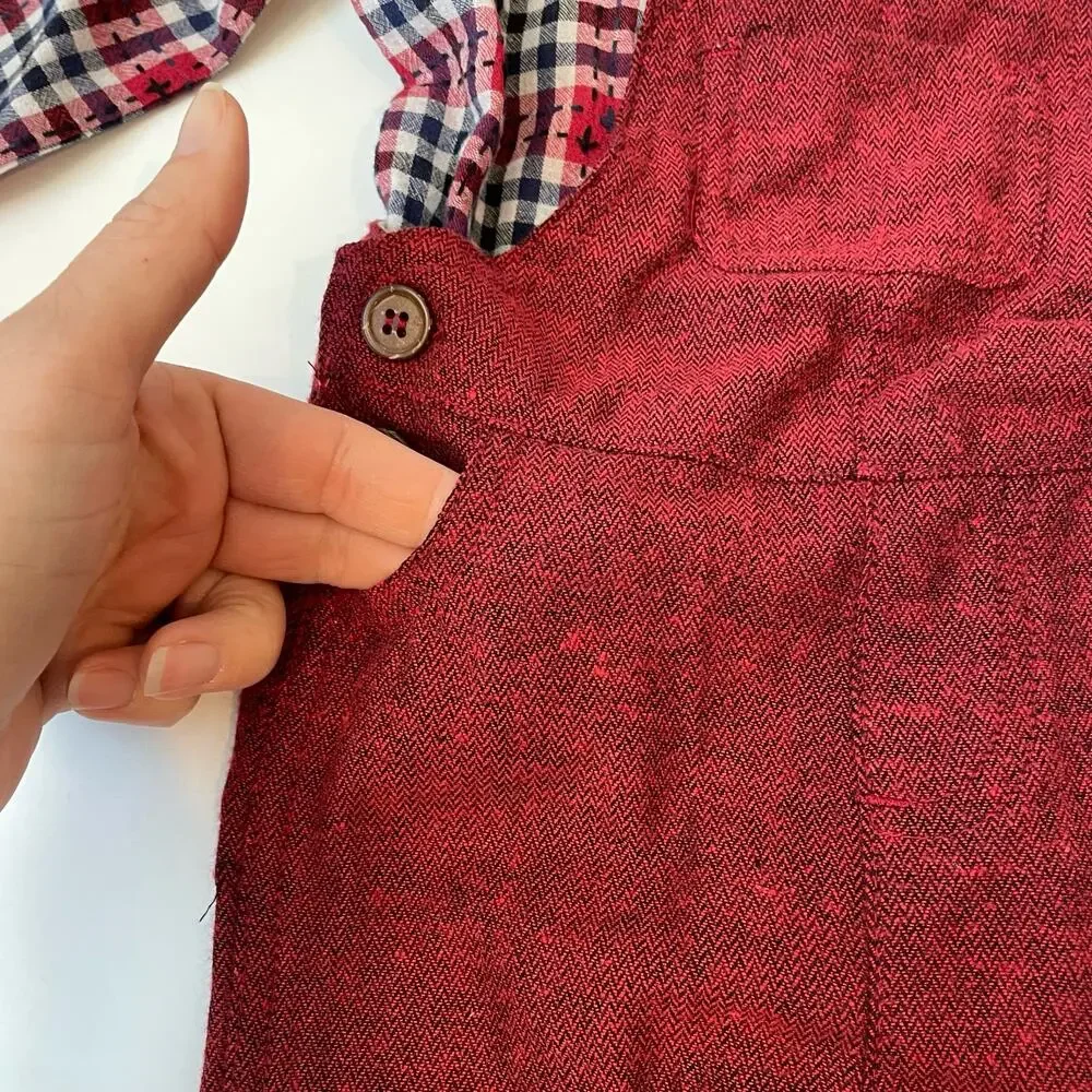NWT Me & Henry 0/3M Red Overall Set